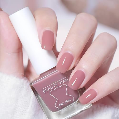 Quick Dry Nude Nail Polish - Long Lasting Nail Polish - Nude Nail Varnish - Smooth Application - No UV Lamp Needed - Suitable for DIY Nail Art & French Manicure - Glossy & Lightweight Pink