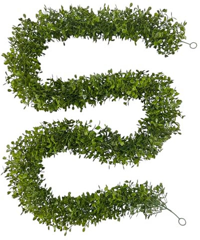 Künstliche Buchsbaumgirlande, 190cm Dekogirlande, Künstlicher Buchsbaum, Buchsgirlande GRÜN
