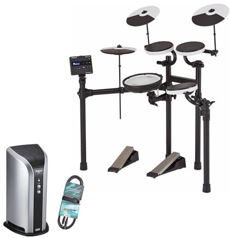 Roland TD-02KV E-Drum elektronisches Schlagzeug mit PM-03 Drum-Monitor und keepdrum GC075 Stereo-Klinkenkabel