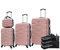 CELIMS - Ensemble de 4 Valises avec Kit Organisateur de Valise | Cabine | Moyenne | Grande | Vanity | Rose Gold