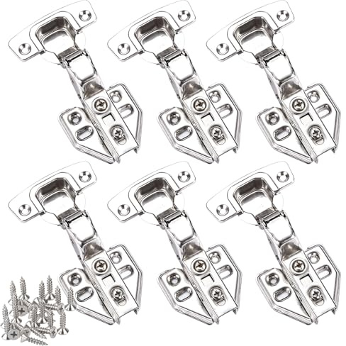 6 Stück Scharniere für Schranktüren Soft-Close 35 mm Innenanschlag 110°, Höhe-Distanz 1,2 mm mit Soft-Close Topfscharnier mit integriertem Dämpfer, Schranktüren, Küchenschränke, Möbel
