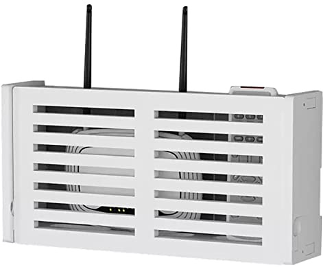 Aufbewahrungsboxen für kabellose WLAN-Router, Kabelmanagement-Container-Utility-Racks, Wandaufhängung für Steckerleisten – Weiß, 15,9 x 8 x 3,7 Zoll