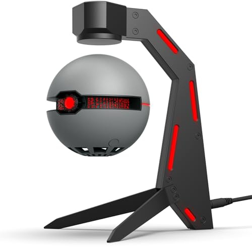 SK1 Magnetic Levitation Bluetooth Speaker Amazing Sci-Fi Gifts for Men Aluminum Alloy Base Type-C Charging Port Desktop Decoration for Science Fiction Fans (RED Light)