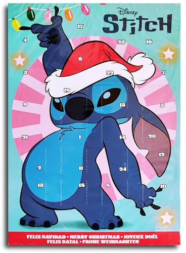 Weihnachtskalender Disney Stitch Adventskalender Schokolade Schoko Advents Kalender gefüllt mit 24 Milchschokoladenfiguren 75 g