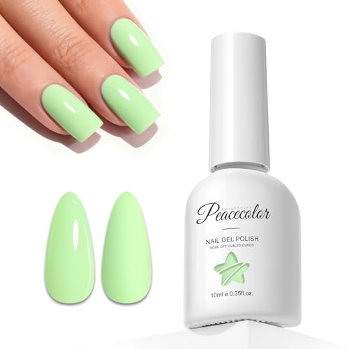 PEACECOLOR Esmaltes Semipermanentes para Uñas Verde 10ml Set Principiantes | Esmalte semipermanente verde con acabado gel y brillo duradero. Secado rápido con UV/LED. Ideal para principiantes