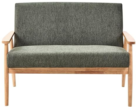 Beliani 2-Sitzer Sofa Stoff grün/Hellbraun mit Armlehnen Retro Stil Esrum
