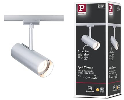 Paulmann 95694 URail Schienenspot Theron Einzelspot 1020lm 11W 3000K dimmbar 230V Chrom matt