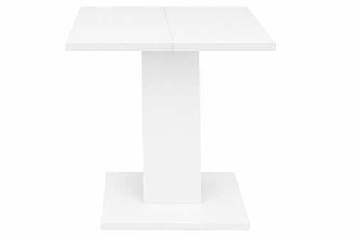 FURNARO Esstisch Tap Esszimmertisch ausziehbar in weiß matt Lack B/H/T: 80-120x76x80 cm