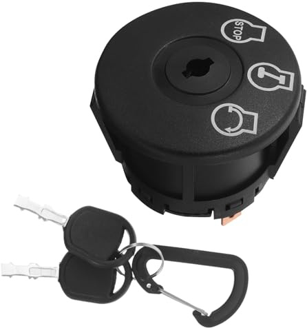 IDEANATEGRATE Interrupteur D'allumage à Clé 3 Positions 6 Broches pour Tondeuse Autoportée, Pièce de Rechange Compatible avec Marque de Tondeuse, Commutateur de Démarrage avec 2 Clés pour Usage