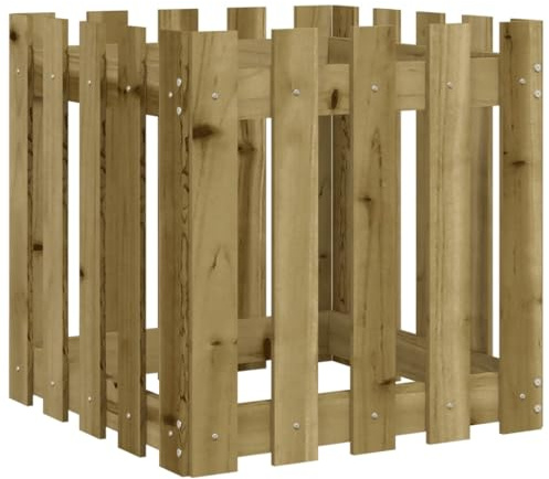 Mhdvray Jardinière en Bois de Pin Imprégné 50x50x50 cm - Bac à Fleurs Carré Design Clôture pour Jardin, Terrasse et Balcon - Pot de Fleurs Robuste et Rustique pour Plantation Extérieure