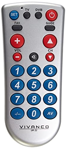 Vivanco UR Z2 2-in-1 Universal TV/DVB-Fernbedienung mit großen Tasten silber