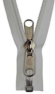 YKK starker Reißverschluss 120 cm 10 mm Spirale Doppelgriffschieber für Persenning Zelte Rohweiß hell Elfenbein