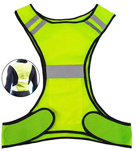 Uncle Paul Reflective Gears - Green Safety Vest High Visibility for Running Cycling Dog Walking Sports with Pocket for Adults Kids