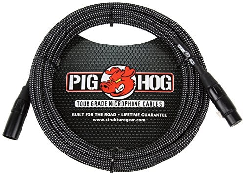 Pig Hog PHM10BKW Black/White Woven High Performance XLR Microphone Cable, 10 Feet