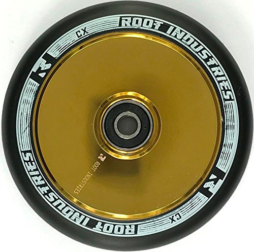 Root Industries Air 110mm Stunt Scooter Rolle + Fantic26 Sticker (Gold Chrome/Pu Schwarz)