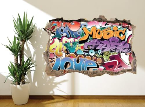 Wall Murals Online Ltd Wall Sticker Decal Graffiti Tag Music Murals for Kids Bedroom & Living Room (11485960) (120cm x 80cm)