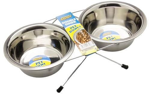 Munch & Crunch Double Diner Dog Bowls - Pet Station | 2x 700ml Bowls with Stand