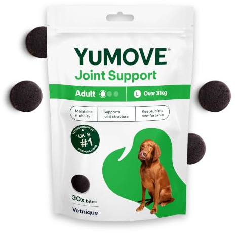 YuMOVE Joint Supplement for Dogs, ONE-A-DAY for Joint Care, Essential Dog Hip and Joint Aid for Stiff Large Dogs with Glucosamine, Chondroitin, Green Lipped Mussel, 30 Chews - 1 Month supply
