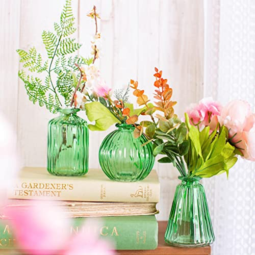 Sass & Belle Lot de 3 vases en verre vert