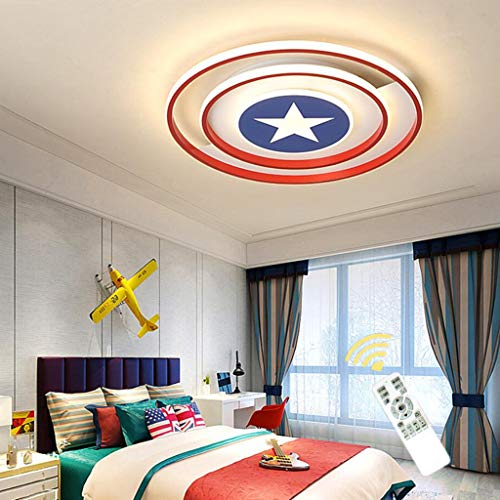 WJLL LED Cartoon Kinderzimmer Lampe Captain America Deckenleuchte Dimmbare Junge Kinder Zimmer Lampe Acryl Lampenschirm Deckenlampe Kreative Raum Deckenbeleuchtung Schlafzimmer Arbeitszimmer,50cm