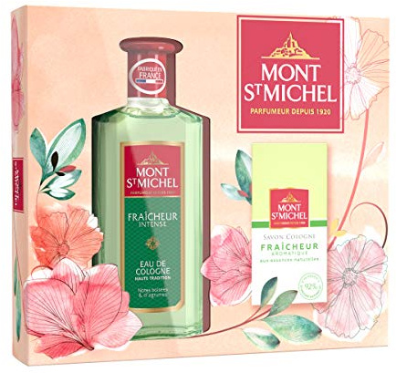 Mont Saint Michel Coffret 2 Produits Eau de Cologne Fraîcheur Intense 250 ml Savon Cologne Fraîcheur 125 g