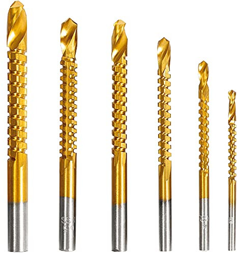 KEWAYO 6 brocas prácticas de 3 a 8 mm para carpintería, madera, metal, sierra perforadora HSS