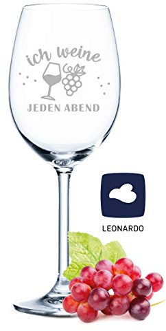 Leonardo Weinglas mit Gravur - Ich weine jeden Abend - Geschenk für Hobby-Sommelier & Weinliebhaber - Weingläser - Geburtstagsgeschenk für Frauen & Männer
