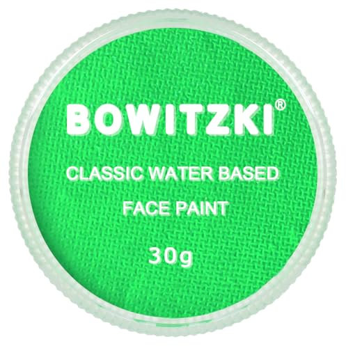 Bowitzki 30g pintura facial profesional cuerpo pintado cara pintada cara pintada agua pastel dividido seguro para niños y adultos Navidad de Halloween monocromática (Verde claro)