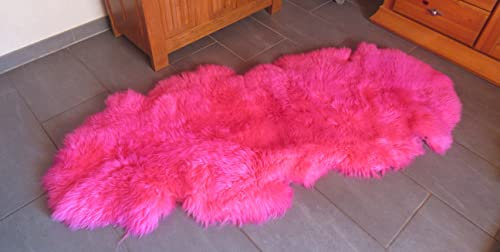 Felltrade echter Natur Öko Schaffellteppich Fellteppich Läufer in tollen Farben (pink)