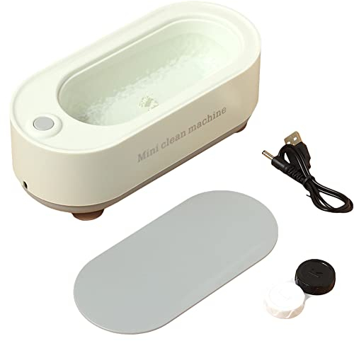 ISAKEN Dispositivo de limpieza por ultrasonidos, dispositivo de limpieza por ultrasonidos, carga USB, 500 ml, dispositivo ultrasónico para gafas, joyas, relojes, prótesis dentales, anillos, 40,000 Hz,