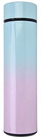 Shipenophy Botella de Agua Inteligente Pantalla LED, 500ML Botella de Agua Aislada Al Vacío, Acero Inoxidable de doble pared al vacío Botella de agua Con pantalla de temperatura (Azul Rosa Gradiente)