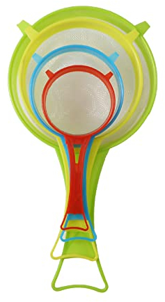WIIIW Tamis et passoires durables Tamis en plastique Multi usages Petite maille Scoop Passoire Cuisine alimentaire Facile à utiliser et à nettoyer Ensemble de tamis à mailles fines