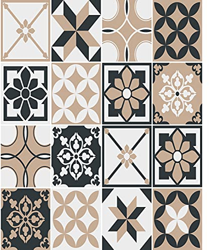 FoLIESEN Fliesenaufkleber für Bad, Küche, Badezimmer - Fliesen-Folie selbstklebend - Klebefliesen Patchwork No.11, .:19.5x24.5 cm / 16-tlg. Set