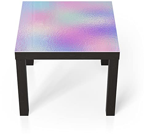 DEQORI Glastisch | schwarz klein 55x55 cm | Motiv Milchglas vor Pastell | ausgefallener Beistelltisch aus Glas | Hochglanz Couchtisch fürs Wohnzimmer | moderner Couch Tisch mit Design