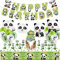 Panda Dekorationen - Happy Birthday Banner, Luftballons, Tischdecke, Cupcake Toppers - Kinder Panda Thema Party Supplies