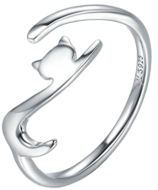 925 Sterling Silber Schmuck niedliche Katzenringe verstellbare zierliche Ringe für Frauen Katzengeschenke für Katzenliebhaber Herren Ringe