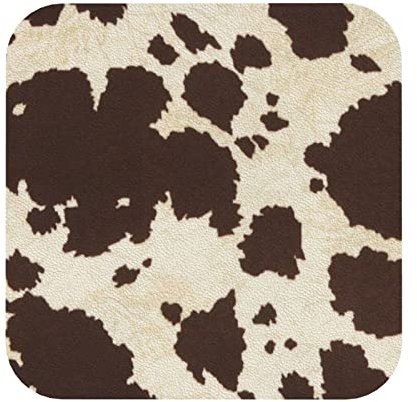 Set mit 4 Untersetzern, Kuhfell-Druck, Leder, für Zuhause und Küche