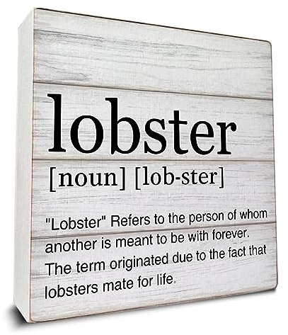 Lobster Definition Decor Hummer Definition Holzkiste Schild Rustikaler Schreibtisch Dekoratives Holzschild Home Decor für Schreibtisch Tisch Regal 12,7 x 12,7 cm