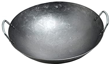OQHAIR Wok De Hierro Antiadherente, Sartén Doméstica China Sin Revestimiento Sartén Wok Salteado De Doble Oreja para Estufa Eléctrica (Size : 42cm/16.5in) (42cm/16.5in)