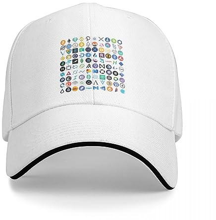 OAKITA Basecap Krypto-Logos 3D auf schwarzer Baseballkappe Sonnenkappe Rave Snapback-Kappe Bergsteigen Herren Mützen Damen