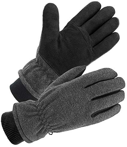 SKYDEER Winterhandschuhe mit Weichem Hirschleder Wildleder, Handschuhe für Herren und Damen Kaltes Wetter (SD8662KW/L, Warme 3M Thinsulate Isolierung)