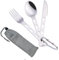 CAASFOOY Juego de 3 piezas para camping, cubiertos de camping, juego de cubiertos de viaje de acero inoxidable, cubiertos de viaje para picnic o camping, cuchara, tenedor, palillos con bolsa de