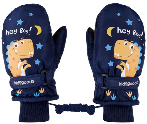 KAKU NANNU Handschuhe Kinder Winter Fleece Fäustlinge Baby Mit Schnur Skihandschuhe Wasserdicht Outdoor Snowboard Jungen 2 3 4 5 6 Jahre Blau Schneehandschuhe Kinder Thermo Handschuhe