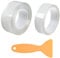 2 Pieces of Paint Protection Film with 1 Piece of Yellow Rubber Scraper, 10*5cm and 3*3cm Paint Protection Film, Car Edge Protection Film, Transparent Paint Protection Film, Self-Adhesive Film