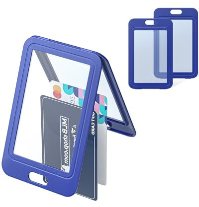 Uniclife Porta Badge ID con Finestre Bifacciali Custodia Verticale in Plastica Rigida Custodia Protettiva per Carte Blu per Ufficio Scuola Carte d'Credito Carte Chiave di Prossimità e Pass, 3 Pezzi