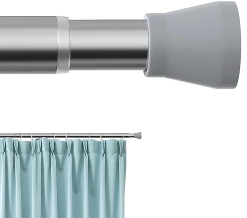 AIZESI Gardinenstange ohne Bohren 113-197cm Teleskopstange Vorhangstange Duschvorhangstange Spannstange Verstellbare Gardinenstange Klemmstange für Gardinen, Badezimmer - Silber (Durchmesser 22mm)