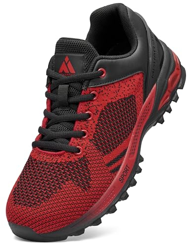 Mishansha Sneaker Herren Straßenlaufschuhe Damen Traillaufschuhe Atmungsaktiv Sportschuhe Leicht Turnschuhe Rot 42