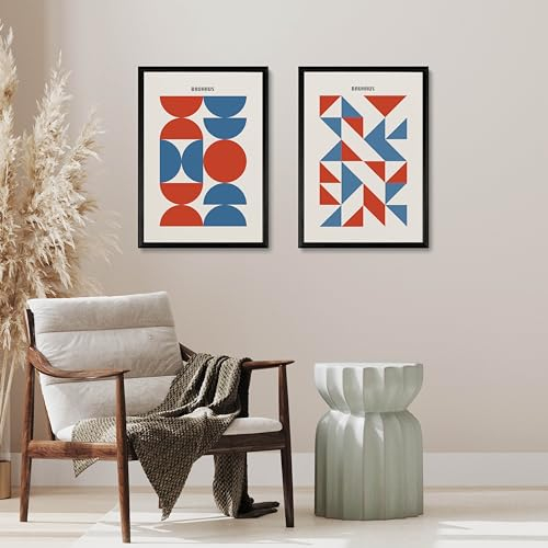 Studio Moien Bauhaus Blue Modern Set - 2 Set of A3 Posters Wandbilder for Zuhause, Küche, Büro, Schlafzimmer, Wohnzimmer