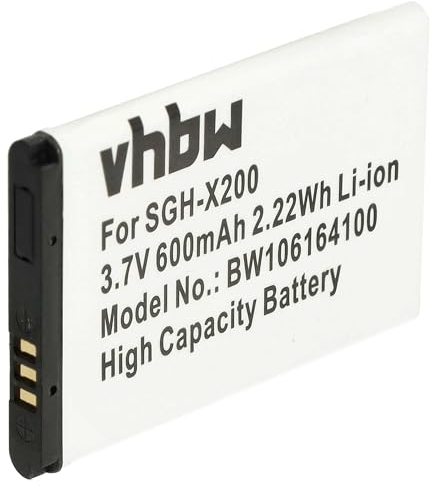 vhbw Akku kompatibel mit Samsung SGH-M150, SGH-P910, SGH-M200, SGH-P900, SGH-M310, SGH-M620 Handy Smartphone Telefon (600 mAh, 3,7 V, Li-Ion)