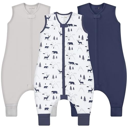 Organic Cotton Toddler Sleeping Bag with Legs 0.5 TOG Sleep Sack 3-Pack | Breathable, Soft Lightweight GOTS & OEKO-TEX Certified 100% Organic Cotton with 2-Way Zipper for 6-18 Months by Mama Cheetah